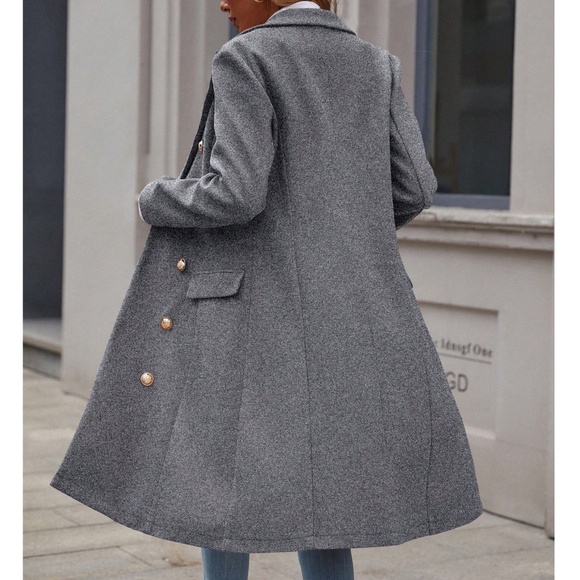 Classic Solid Double Button Mid Length Jacket Coat - Picture 7 of 13